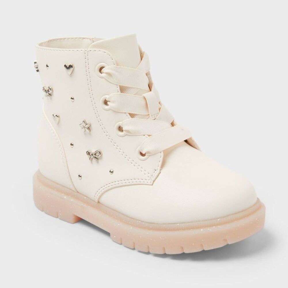 Toddler Amaya Lace-Up Combat Boots - Cat & Jack Ivory 6T
